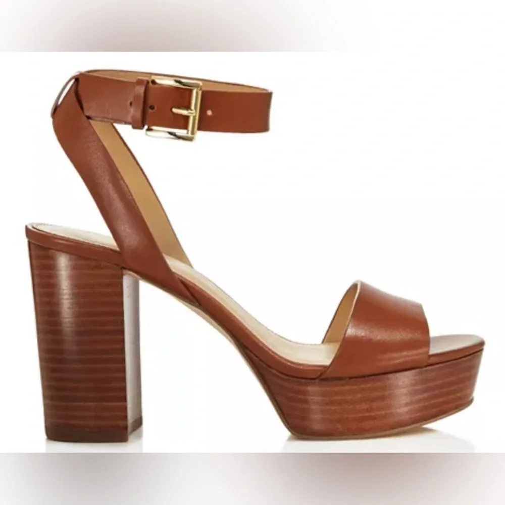UEC MICHAEL Michael Kors Brown Platform Sandals with Chunky Heel